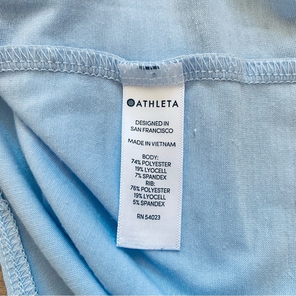 ATHLETA S Light Blue Essence Semi Fit Long Sleeve Split Back Activewear T-Shirt - Picture 5 of 16